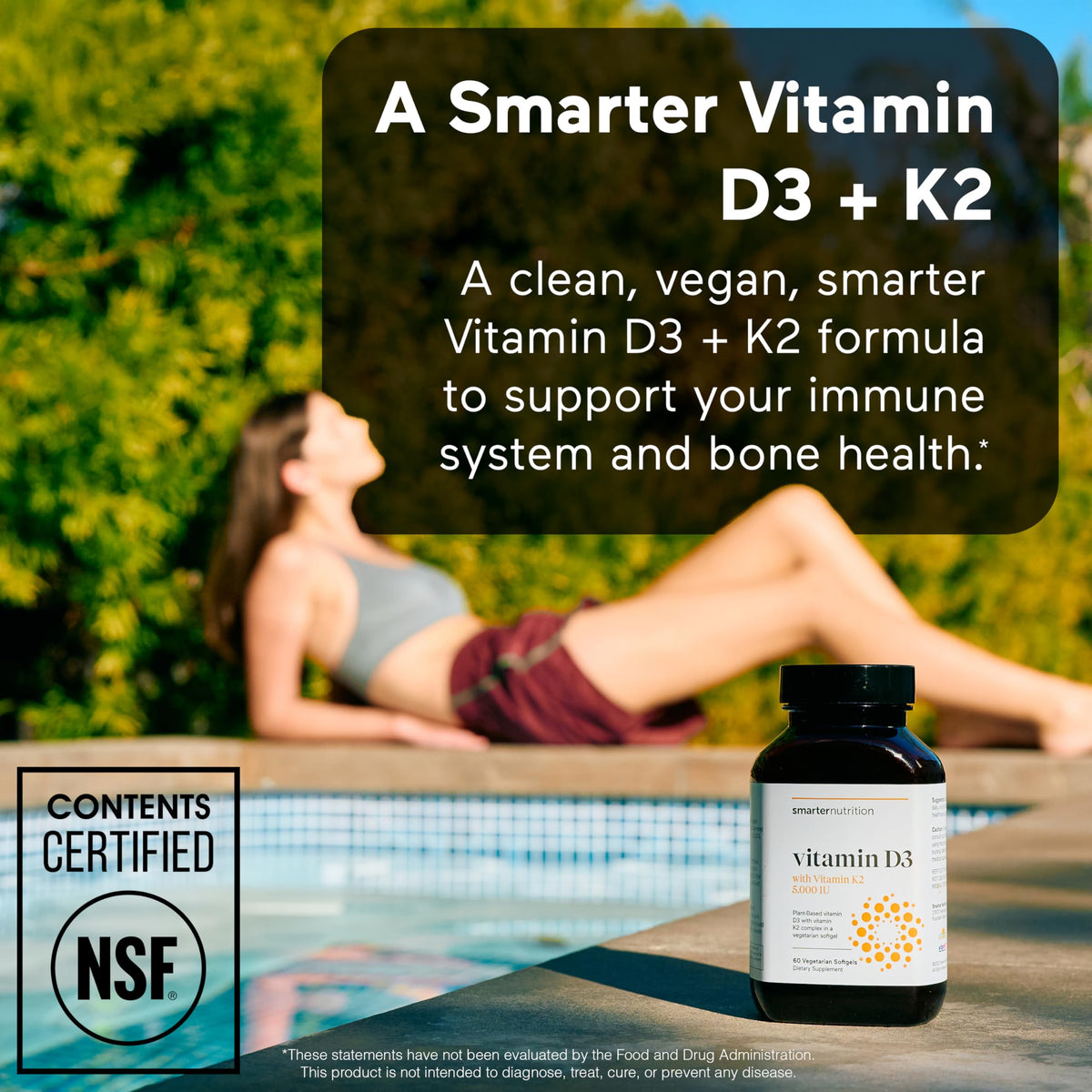 SMARTERNUTRITION Vegan Vitamin D3 5000 IU + Natural Vitamin K2 1100 mcg in Organic Coconut & Olive Oil - D3 K2 Supplement for Immune & Bone Support