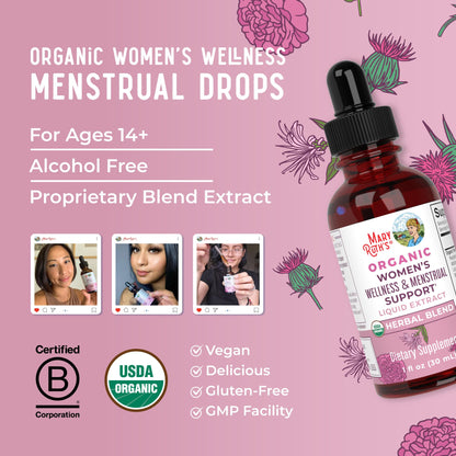 MaryRuth Organics USDA Organic Women's Wellness Liquid Herbal Supplements | Includes Stinging Nettle, Raspberry Leaf, Eleuthero Root, Chaste Tree Berry | Menstrual Support | Non-GMO, Vegan MARYRUTH'SBuy Supplements Australia