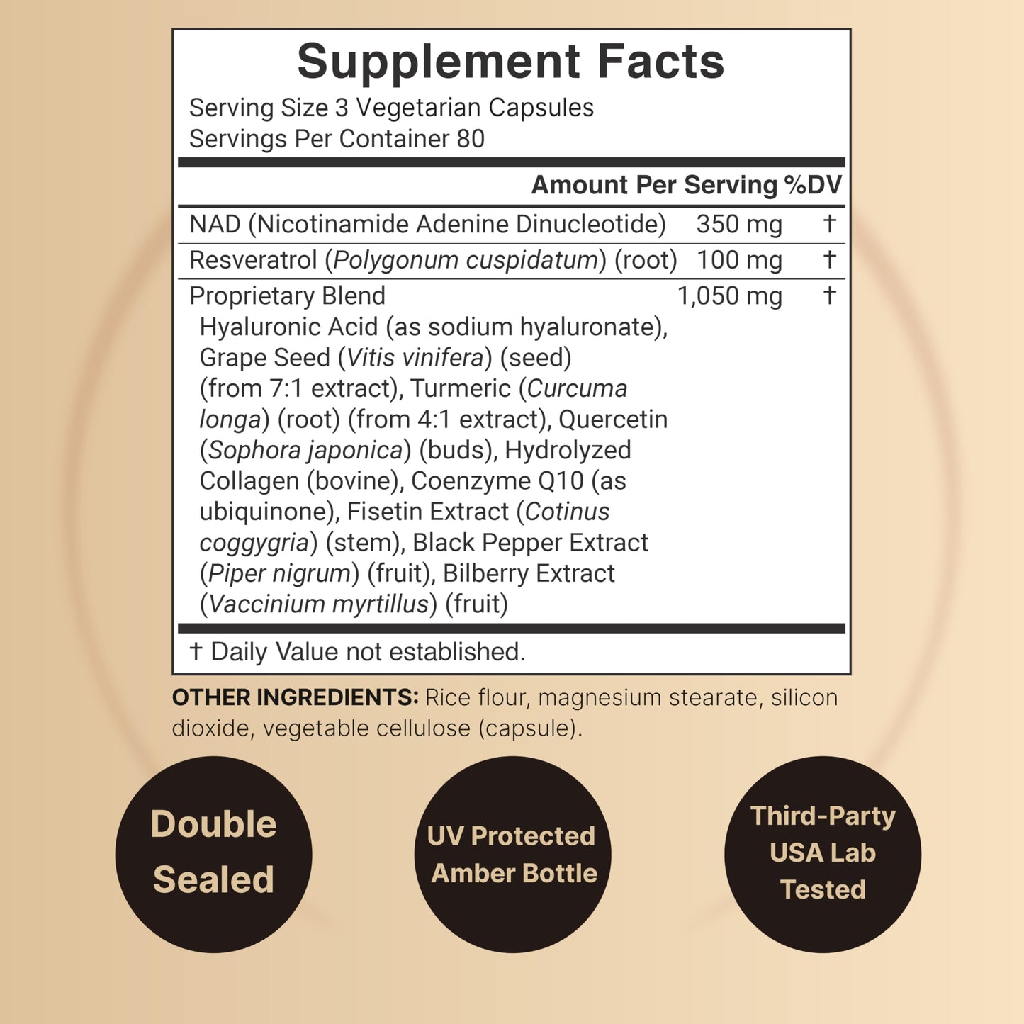 NatureBell NAD+ Complex 1,500mg Per Serving, 240 Veggie Capsules | NMN Supplement Alternative | NAD Plus Resveratrol, Hyaluronic Acid, Quercetin, Fisetin, Collagen, & More – Non-GMO NatureBellBuy Supplements Australia