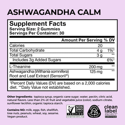 HUM Calm Ashwagandha Gummies for Women and Men, L-Theanine Ashwagandha Supplements for Daily Relaxation & Clarity Support, Vegan Fast Acting Gummy Formula, Mixed Berry Flavor, 60 Gummies HUMBuy Supplements Australia