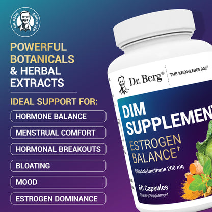 Dr. Berg DIM Supplement Estrogen Balance - Original Estrogen Supplement for Women with Diindolylmethane for Menstrual Symptoms & Menopause Relief & Black Pepper for Enhanced Absorption - 60 Capsules Dr. Berg NutritionalsBuy Supplements Australia