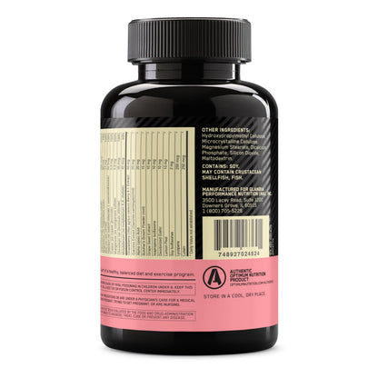 Optimum Nutrition Opti-Women, Vitamin C, Zinc and Vitamin D for Immune Support Womens Daily Multivitamin Supplement with Iron, Capsules, 120 Count Optimum NutritionBuy Supplements Australia