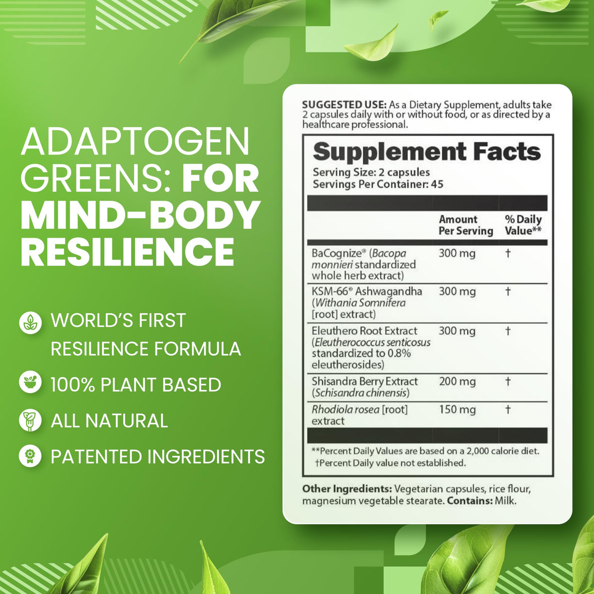 SaltWrap Adaptogen Greens - Mind-Body Resilience Formula - Caffeine-Free Nootropic for Stress, Focus, and Cognitive Performance - 90 Capsules SaltWrapBuy Supplements Australia