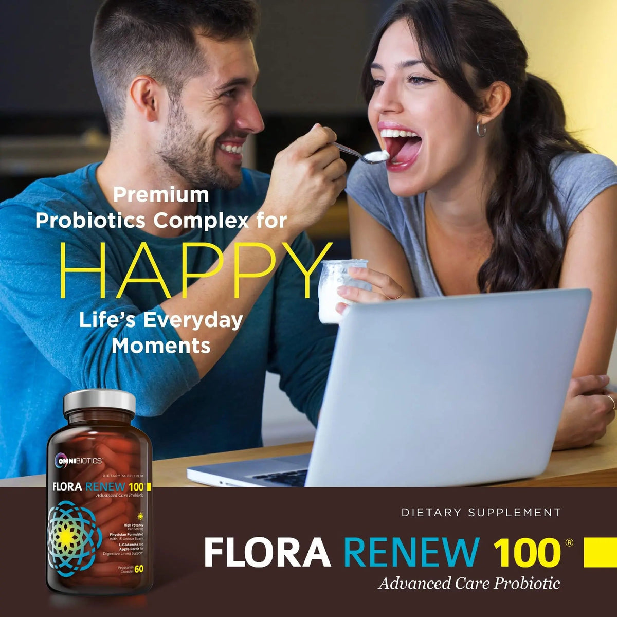 100 Billion Probiotics - 15-Strain Probiotic for Women & Men, DRCaps Delayed Release, Prebiotics, L-Glutamine, Apple Pectin, Gut Lining Support, Shelf Stable, Non-GMO, 60 Vegan Capsules for Adults OmniBiotics buy supplements Au