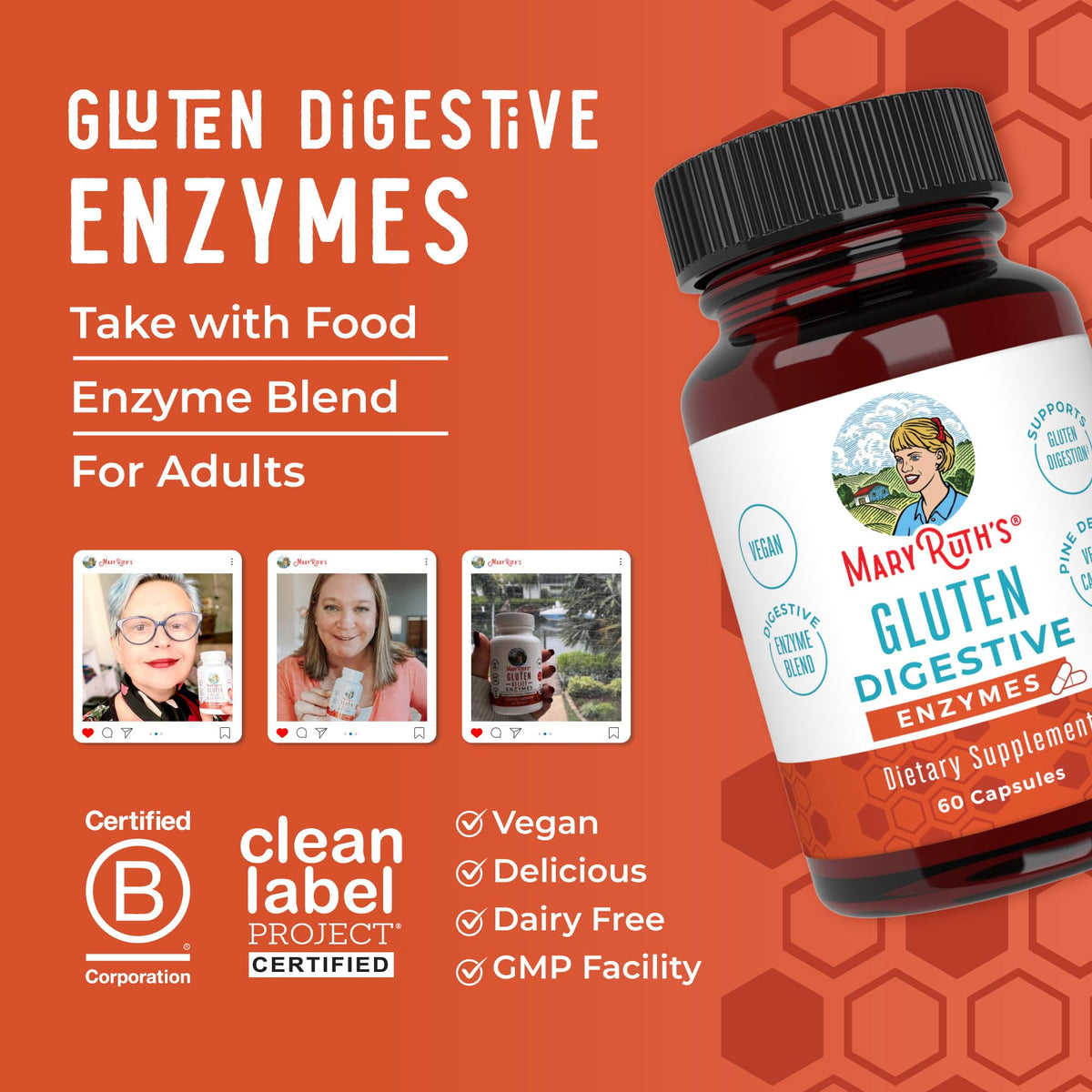 MaryRuth’s Gluten Digestive Enzymes | Up to 2 Month Supply | Proprietary Enzyme Blend | Vegan Pine-Based Capsules | Non-GMO | 60 Count MARYRUTH'SBuy Supplements Australia