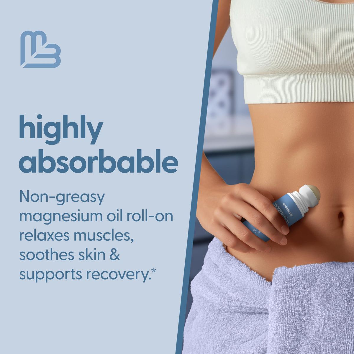 Magnesium Roll On for Adults & Kids, Easy Application for Sore Muscles, Feet, Joints and Leg Cramps, Helps with Sleeping and Post-Workout Recovery, for Sensitive Skin, 3 fl oz, by M3 M3 NaturalsBuy Supplements Australia