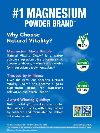 Natural Vitality Calm Powder Rasp Lemon, 8 oz Natural VitalityBuy Supplements Australia