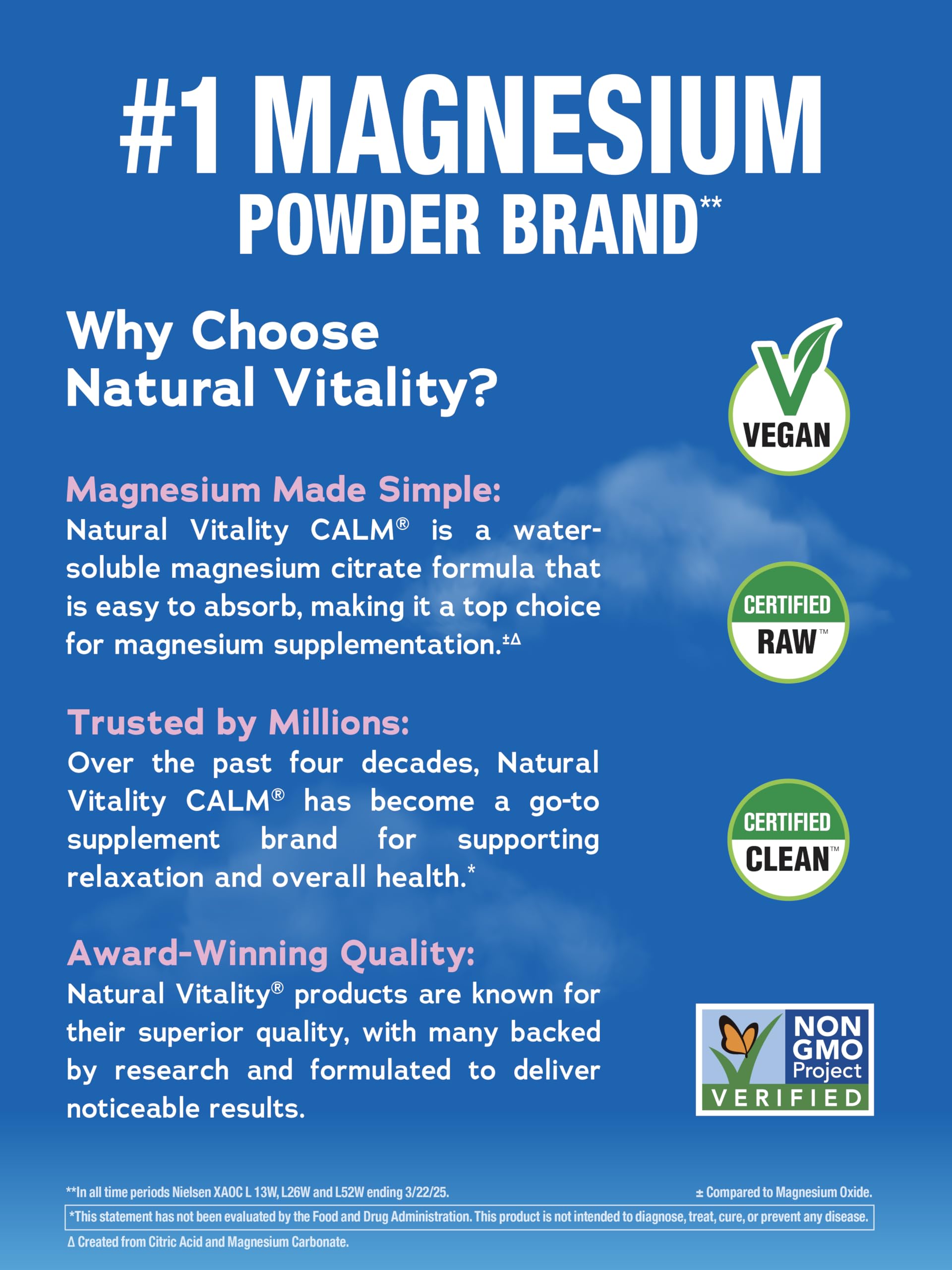 Natural Vitality Calm Powder Rasp Lemon, 8 oz Natural VitalityBuy Supplements Australia