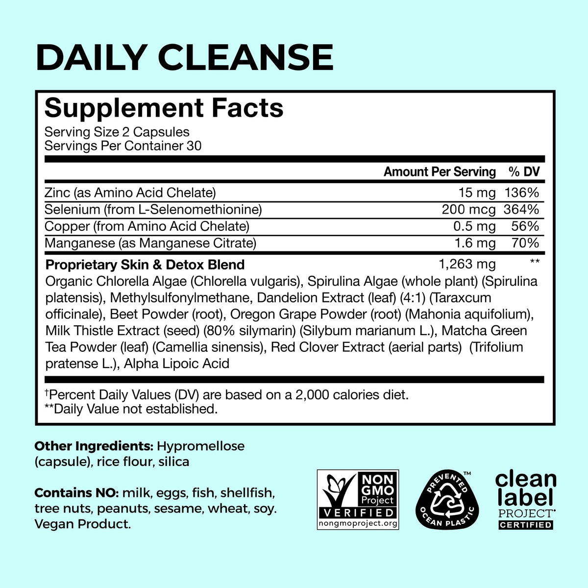 HUM Daily Cleanse Acne Supplements for Women & Men, Gentle Digestive Cleanse for Clear Skin Support, Zinc, Spirulina, Chlorella, Detoxifying Herbs, Organic Algae, Skin Vitamins Supplement, 60 Capsules HUMBuy Supplements Australia