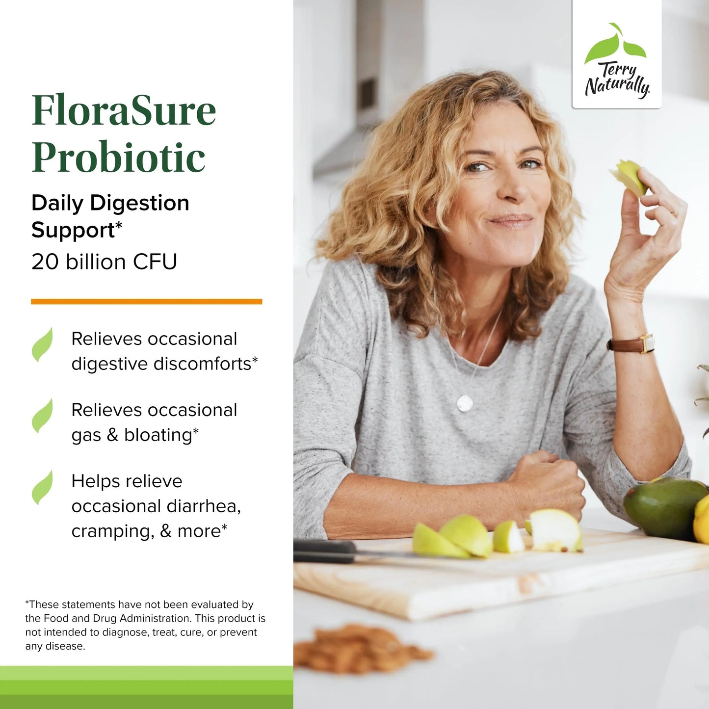 Terry Naturally FloraSure Probiotic - Digestion Supplement to Aid Against Occasional Bloating & Support Gas Relief - Gut Health Support Supplement with Bifidobacterium Bifidum - 30 Capsules Terry Naturally buy supplements Au