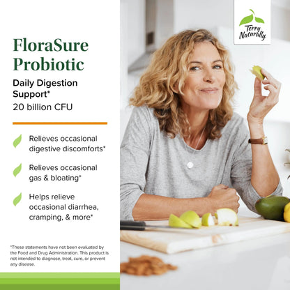 Terry Naturally FloraSure Probiotic - Digestion Supplement to Aid Against Occasional Bloating & Support Gas Relief - Gut Health Support Supplement with Bifidobacterium Bifidum - 30 Capsules Terry Naturally buy supplements Au