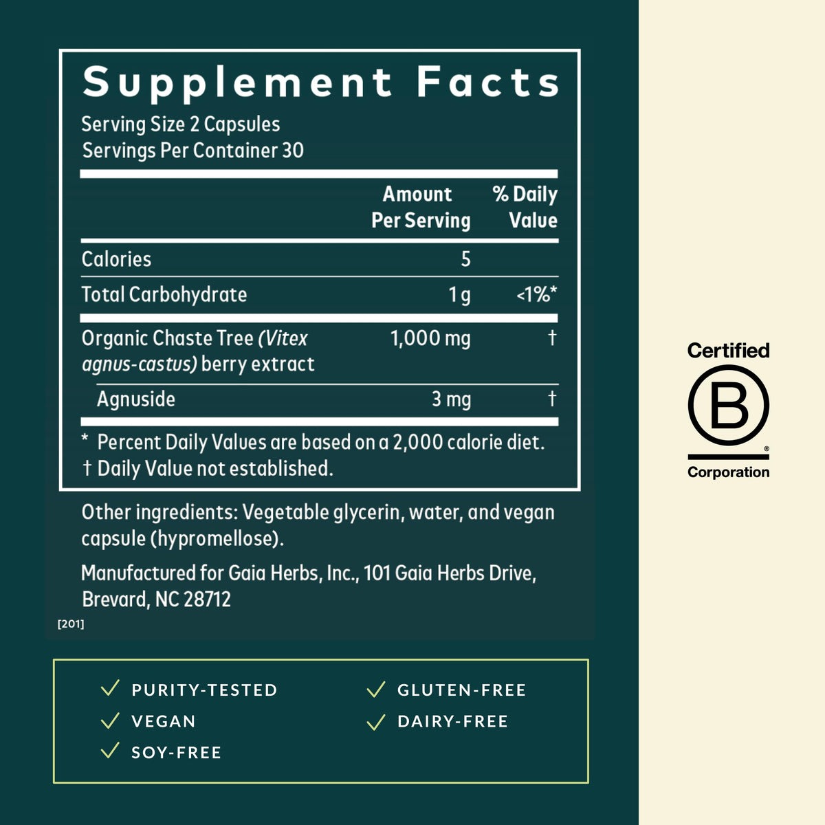 Gaia Herbs Vitex Berry - Vitex Traditionally Used to Support Hormone Balance for Women & a Healthy Menstrual Cycle* - 60 Vegan Liquid Phyto-Caps (30 Servings) Gaia HerbsBuy Supplements Australia