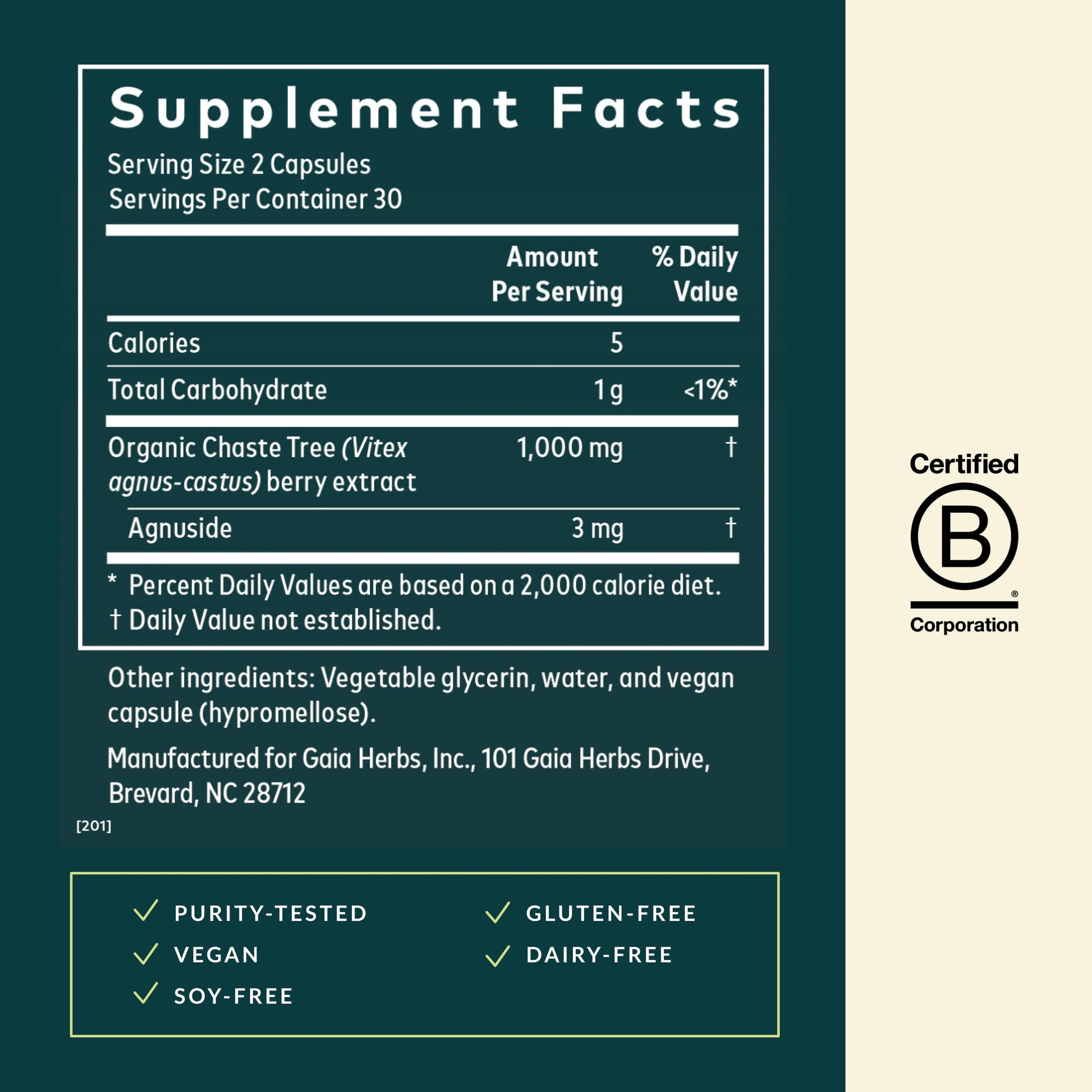 Gaia Herbs Vitex Berry - Vitex Traditionally Used to Support Hormone Balance for Women & a Healthy Menstrual Cycle* - 60 Vegan Liquid Phyto-Caps (30 Servings) Gaia HerbsBuy Supplements Australia