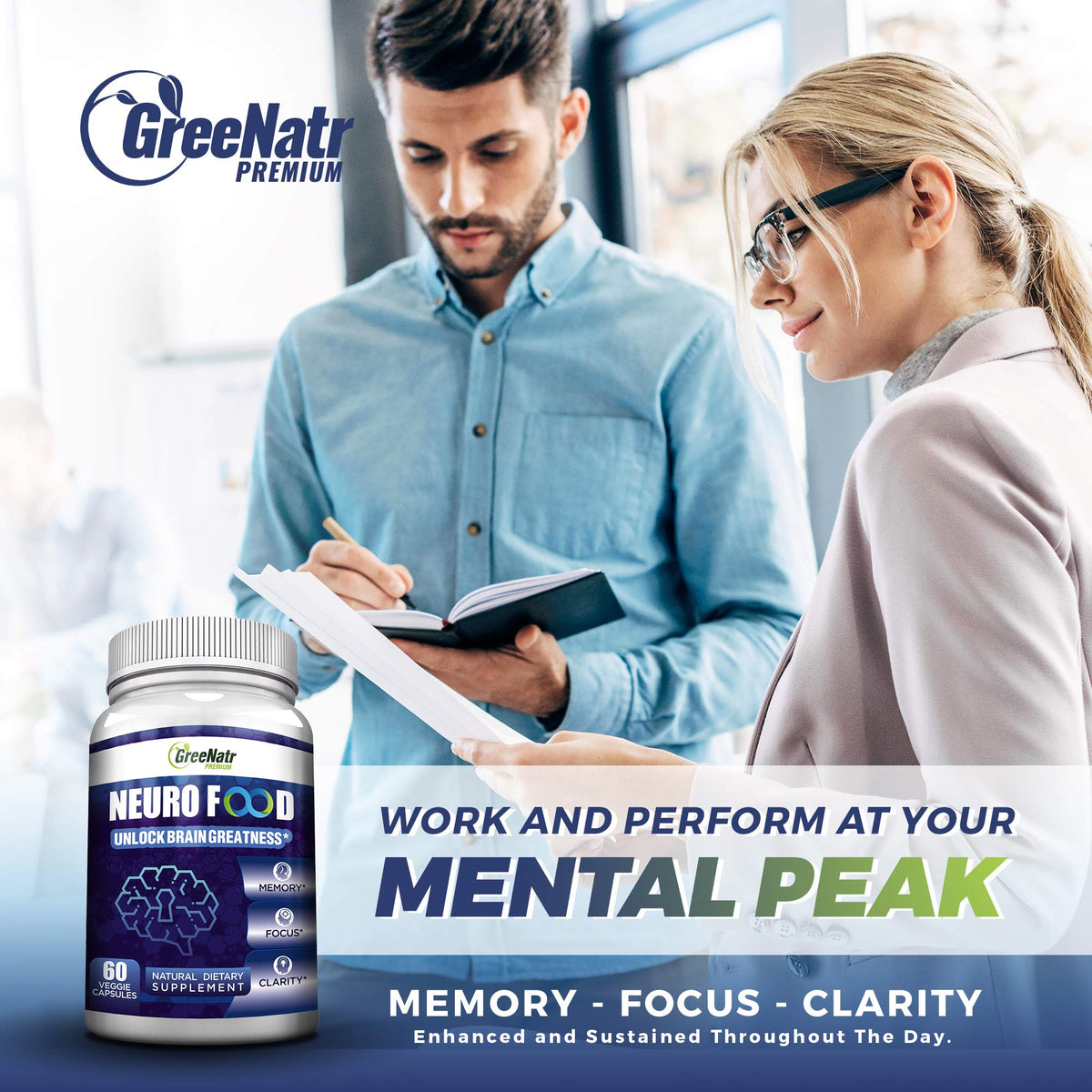 GreeNatr Brain Supplement with B12 Vitamin for Enhanced Memory, Energy, Focus, and Clarity GreeNatrBuy Supplements Australia