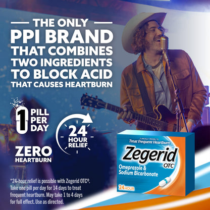 Zegerid OTC, 24-Hour Heartburn Relief, Acid Reflux Medicine and Antacid, Treats Frequent Heartburn, Omeprazole 20mg + Sodium Bicarbonate, Proton Pump Inhibitor (PPI), 42 Capsules Zegerid OTC buy supplements Au