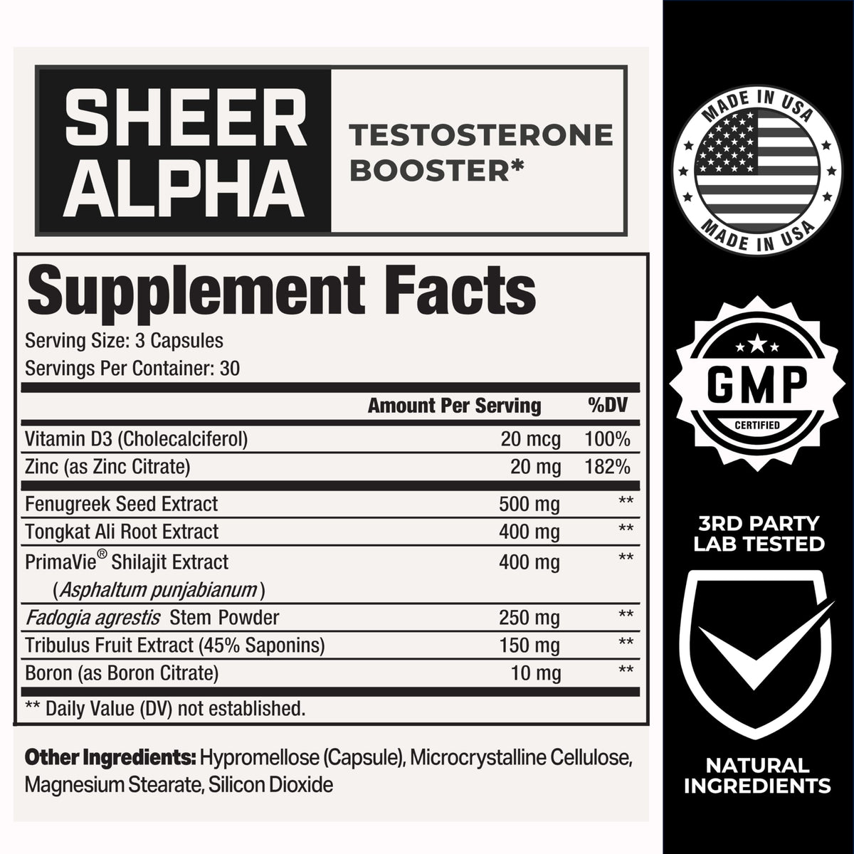 Testosterone Booster for Men - Sheer Alpha T-Booster - Clinically Backed Dose, Strongest Formula - Made in USA - Premium Blend of Fadogia Agrestis Tongkat Ali and Shilajit. 30 Servings Sheer Strength LabsBuy Supplements Australia