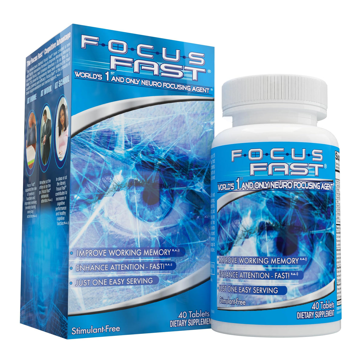 Focus Fast Brain Supplement - Improve Working Memory, Enhance Focus, Boost Cognition in as Little as 1 Hour. Caffeine/Stimulant Free Nootropic Focus FastBuy Supplements Australia