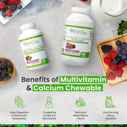 BariSlim Bariatric Calcium Citrate & Complete Chewable Bariatric Multivitamin - Bariatric Vitamin and Supplement for Post Bariatric Surgery Including Gastric Bypass and Gastric Sleeve BariSlim buy supplements Au