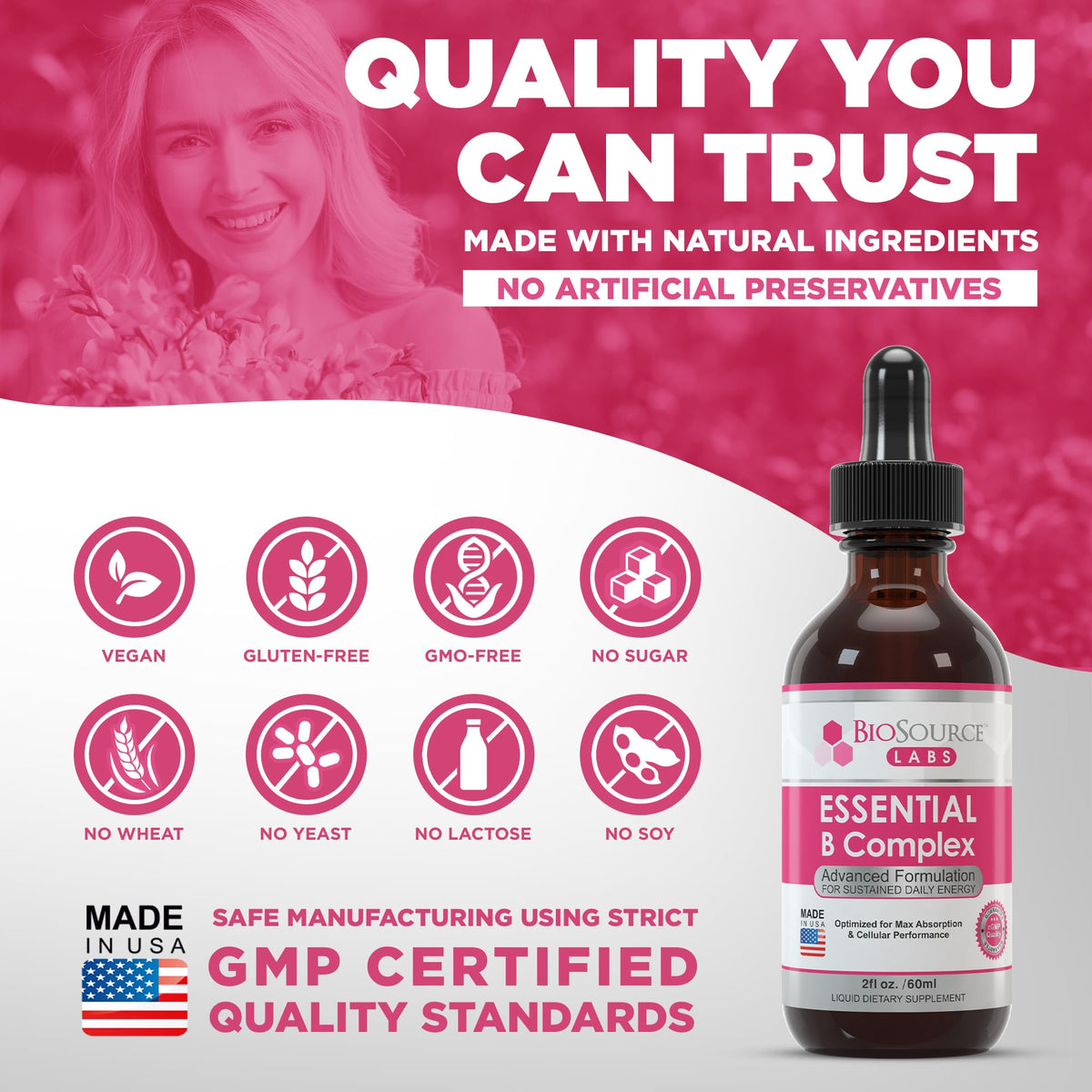 BioSource Labs Essential B Complex - Daily Vegan Vitamin B-Complex Sublingual Liquid BioSource LabsBuy Supplements Australia
