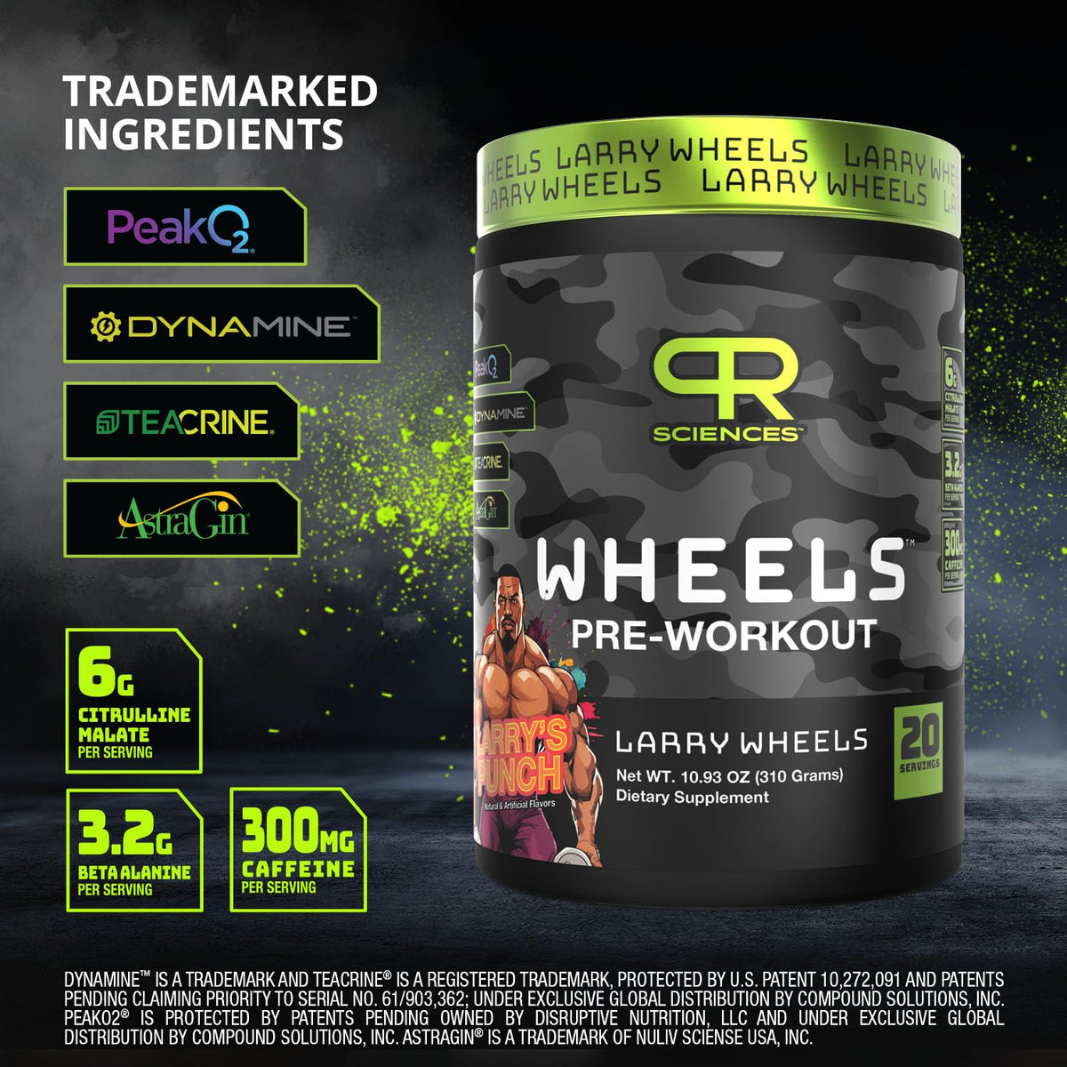 Larry Wheels' Pre Workout - Energy Drink Powder - Pre Workout Powder for Men & Women - Energy Supplement with Electrolytes, Vitamin & Caffeine - Pre workout Energy Drink, Sour Candy - 20 Servings