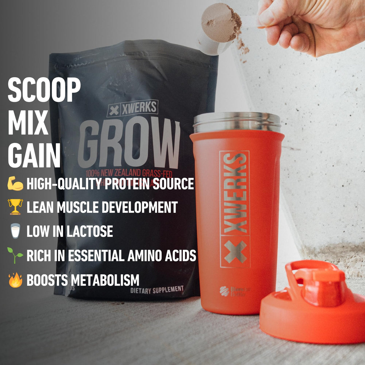 Xwerks Grow 100% New Zealand Grass-Fed Whey Protein - 25g of Pure Isolate Protein XwerksBuy Supplements Australia