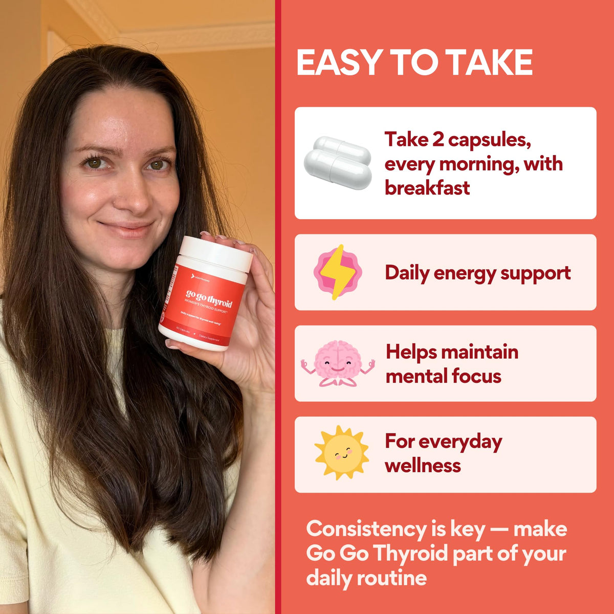 VoomVaya Go Go Thyroid - Thyroid Support for Women 30+ - Female-Focused Hormonal Balance & Thyroid Supplement with Iodine, Selenium & L Tyrosine - 3rd Party Tested - 60 Capsules VoomVayaBuy Supplements Australia