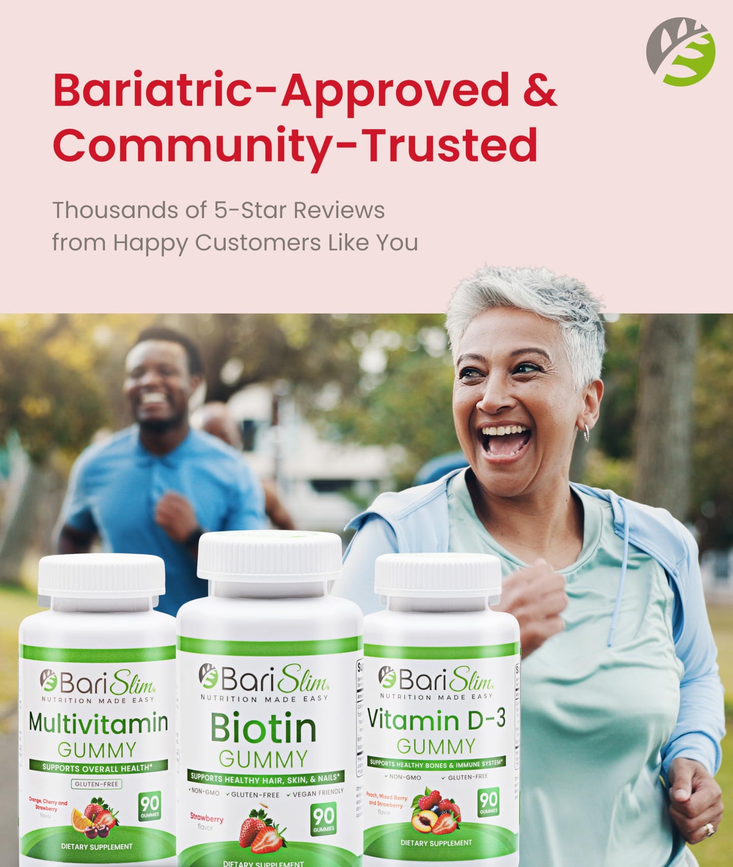 BariSlim Bariatric Multivitamin Gummies - Specially Formulated Gummy Vitamin for Patients After Weight Loss Surgery - Easy to Digest & Great Tasting Fruit Flavors | Pack of 3 | 90 Fruit Chews BariSlim buy supplements Au