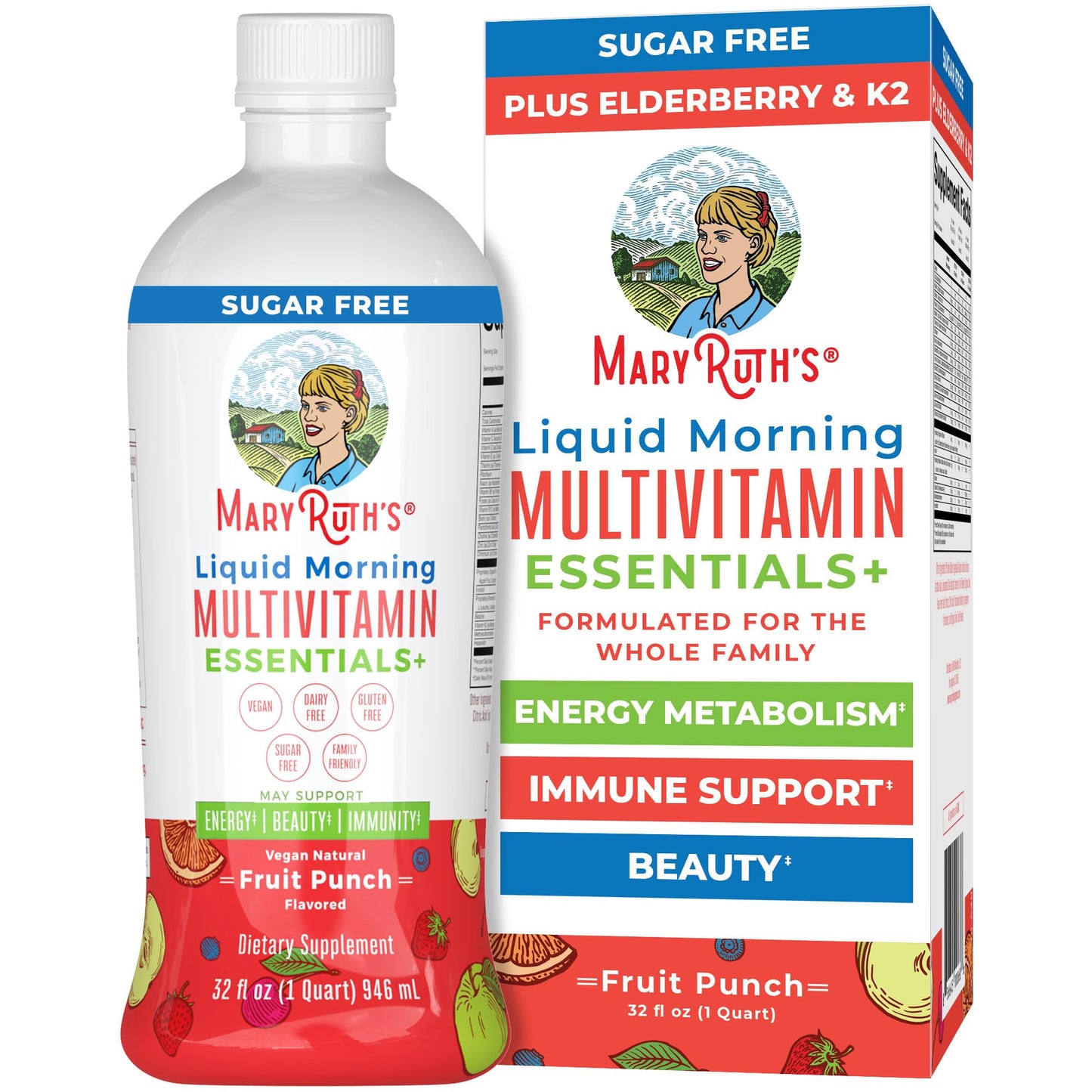 MaryRuth Organics Liquid Morning Multivitamin Essentials+ | Vitamin A C D E B6 B12 Biotin Zinc, Mens Womens Multivitamin, Immune Support, Beauty | Sugar Free | Vitamins for Ages 1+ | Vegan | 32 Fl Oz MARYRUTH'SBuy Supplements Australia