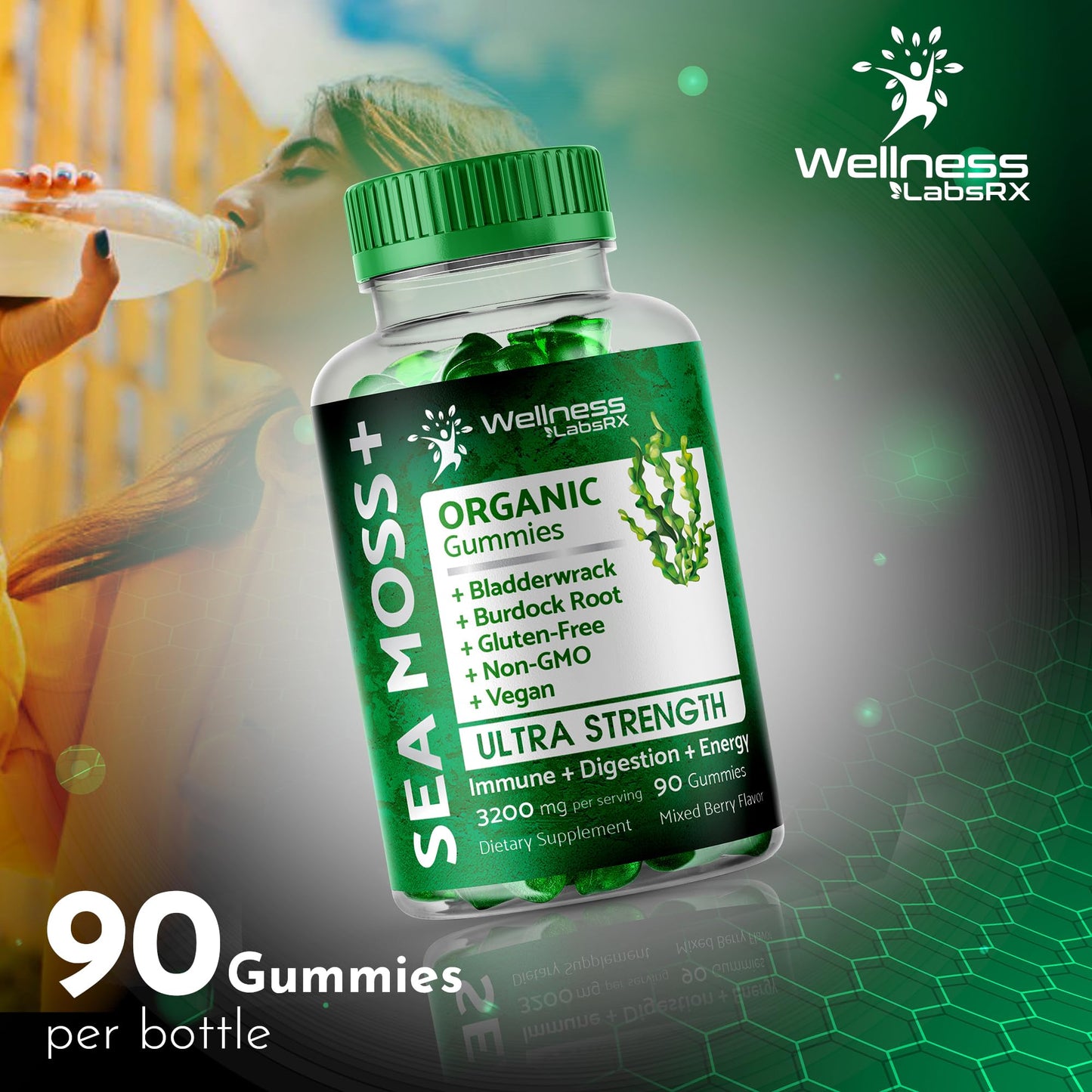WELLNESS LABSRX Sea Moss Gummies, 3200mg Organic Seamoss, Irish Sea Moss WELLNESS LABSRXBuy Supplements Australia