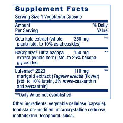Life Extension Quick Brain Nootropic, Fast Thinking, Learning, Concentration, Lutein, zeaxanthin, gotu kola, bacopa, Gluten Free, Non-GMO, Vegetarian, 1 Daily, 30 Capsules Life ExtensionBuy Supplements Australia
