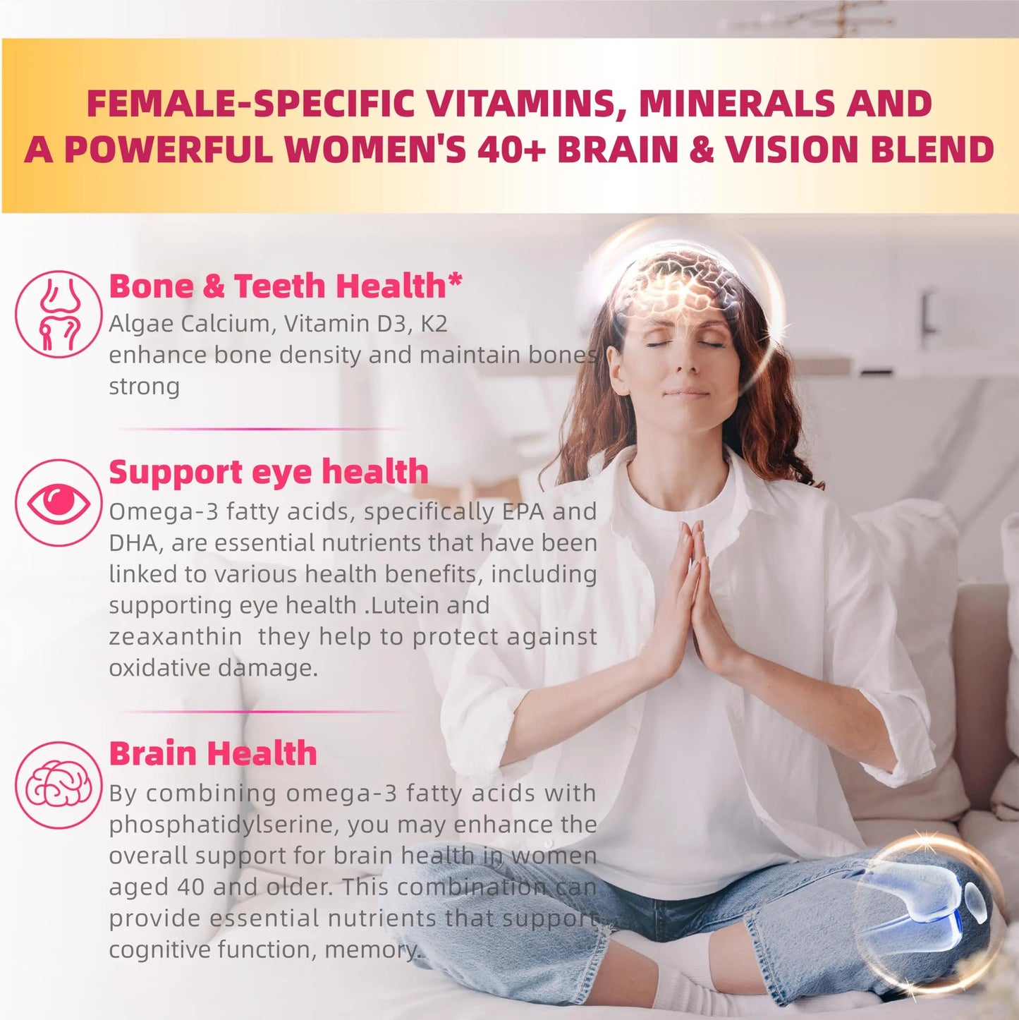 Lerinettia Multivitamin for Women Gummies for 40+ with Omega-3, Niacinamide, B-Complex, Lutein, Iron, Choline, Phosphatidylserine, Vitamin D3 Lerinettia