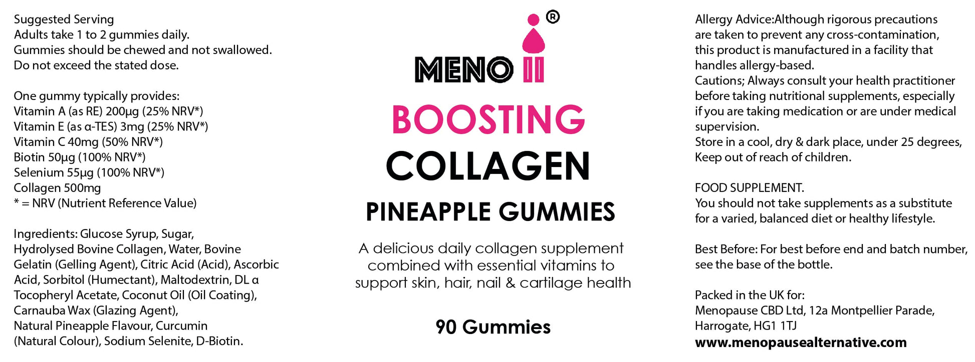 Meno® Boosting Collagen Natural Pineapple 90 Gummies Meno IIBuy Supplements Australia