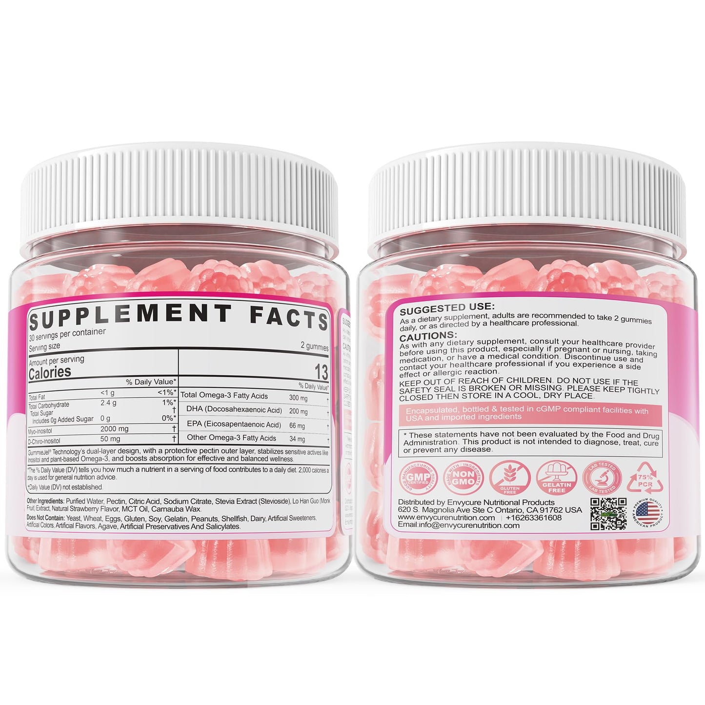 Myo-Inositol & D-Chiro Ideal 40:1, Inositol + Omega-3(3:1) Gummies, Hormone Balance for Women | Sugar Free Inositol Gummies w/Omega 3 DHA:EPA (3:1), Inositol Supplement for Cycle Health, Vegan, 60 Ct EnvyCureBuy Supplements Australia