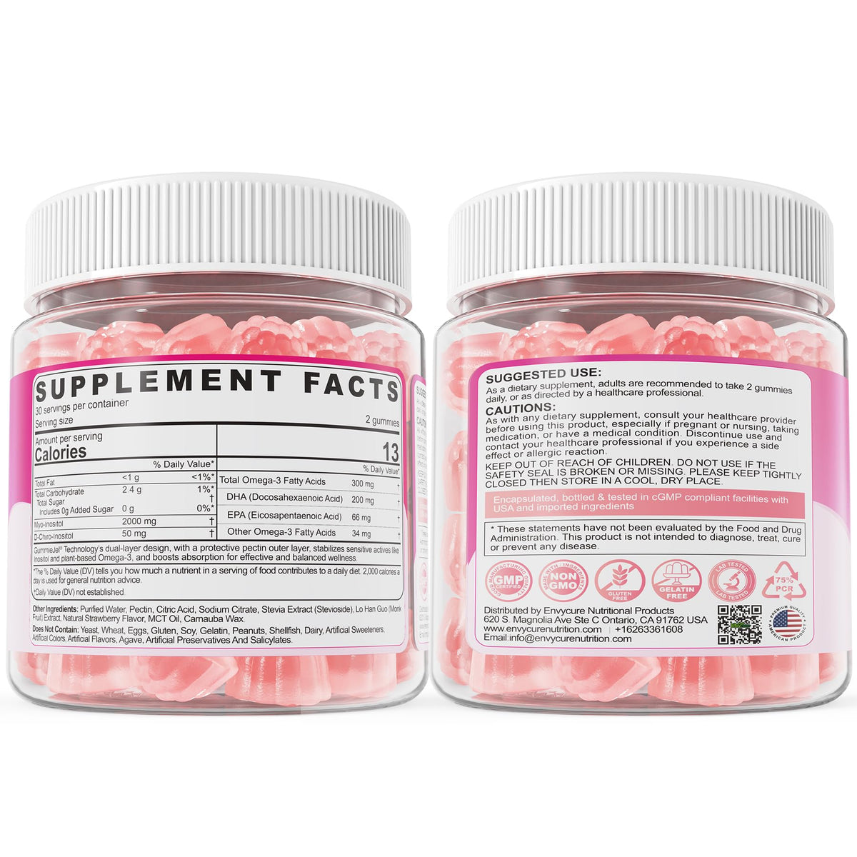 Myo-Inositol & D-Chiro Ideal 40:1, Inositol + Omega-3(3:1) Gummies, Hormone Balance for Women | Sugar Free Inositol Gummies w/Omega 3 DHA:EPA (3:1), Inositol Supplement for Cycle Health, Vegan, 60 Ct EnvyCureBuy Supplements Australia