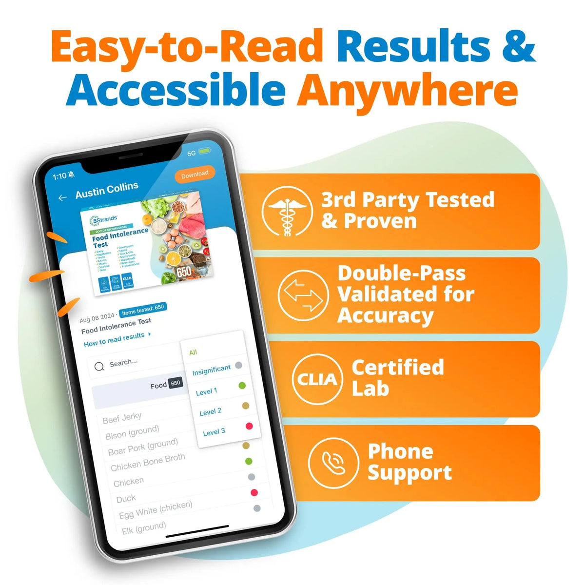 5Strands Food Intolerance Test, Accurate Hair Analysis, 658 Items Tested, at Home Food Sensitivity Test Kit for Adults & Kids, Gut Health Test, Results in 4 Days 5StrandsBuy Supplements Australia
