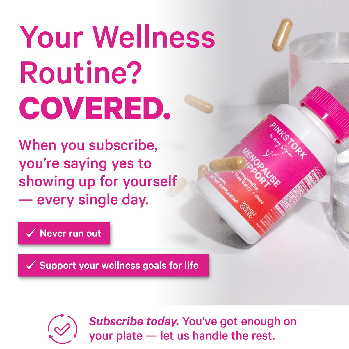 Pink Stork Menopause Support for Women - Hot Flash, Mood, Sleep, Weight, Cortisol & Hormonal Balance - Vegan, Estrogen-Free Perimenopause Relief - Ashwagandha, Maca - 60 Capsules Pink StorkBuy Supplements Australia