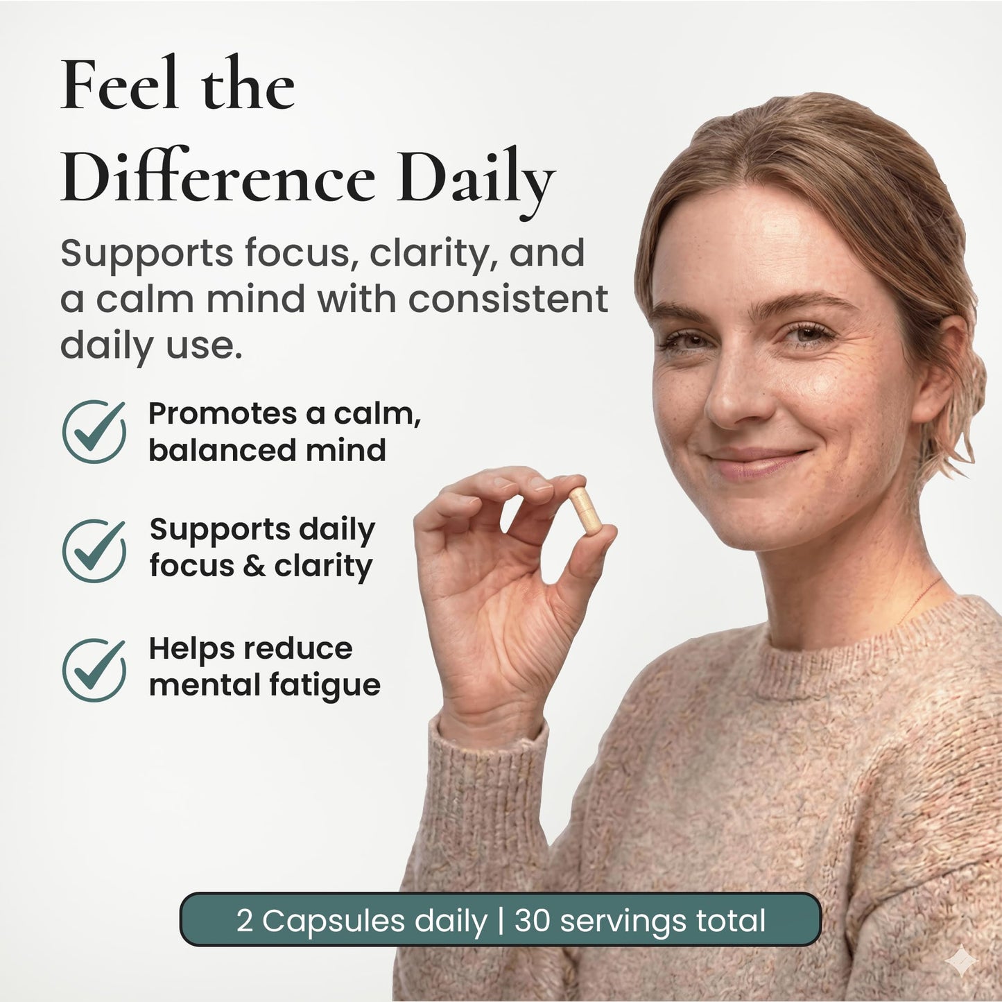 ELEVITA WELLNESS Focus Supplement (Made in Italy) | Premium Blend with L-Theanine, Lion's Mane & B Vitamins, Saffron and Vitamin D | Focus & Cognitive Support for Men & Women