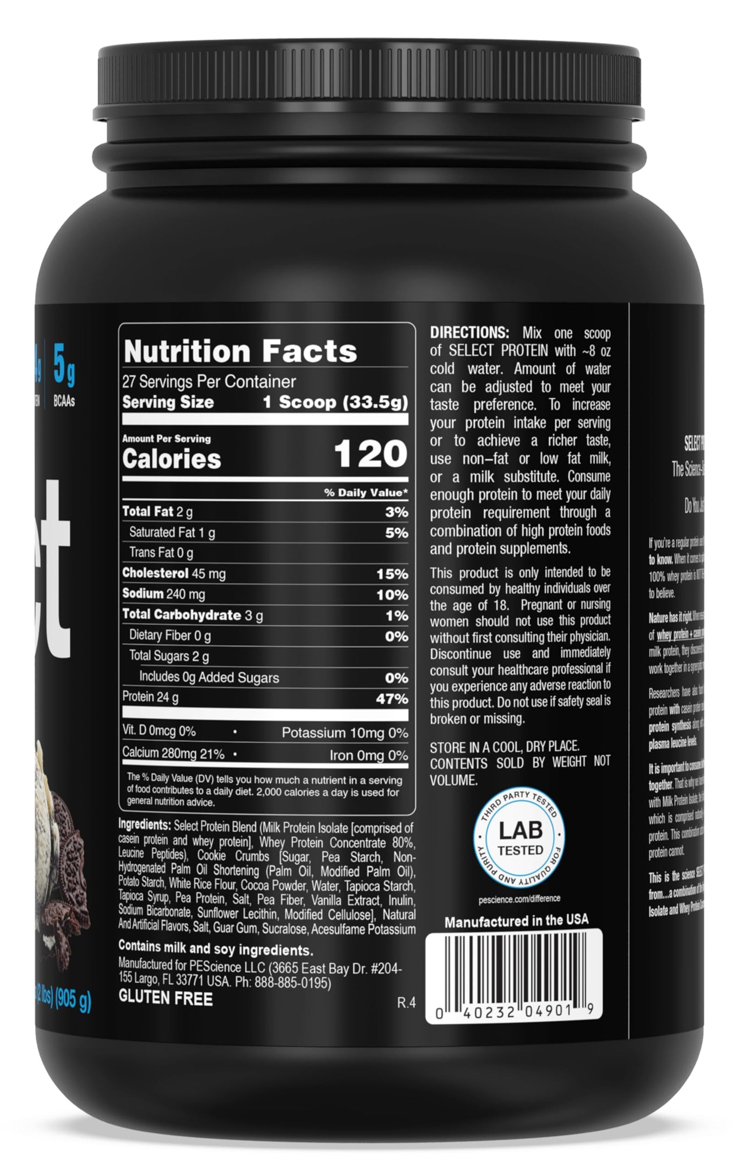 PEScience Select Protein, Cookies and Cream, 27 Serving, Premium Whey and Casein PEScienceBuy Supplements Australia