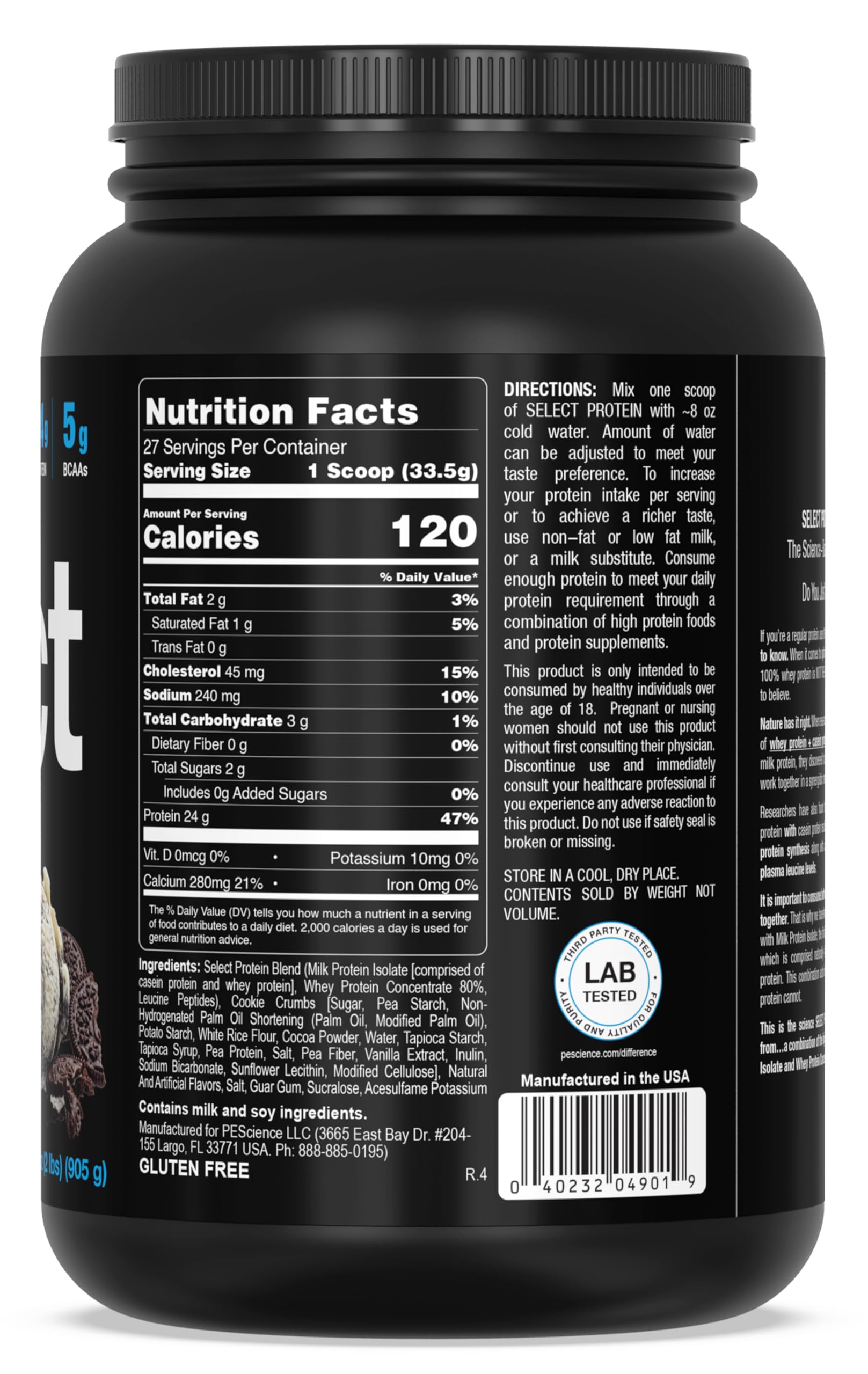 PEScience Select Protein, Cookies and Cream, 27 Serving, Premium Whey and Casein PEScienceBuy Supplements Australia