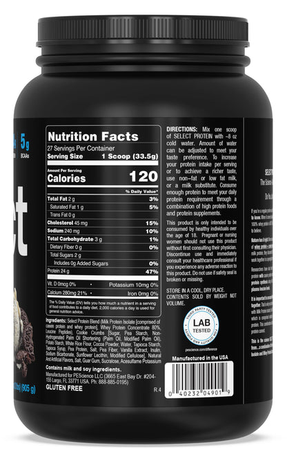 PEScience Select Protein, Cookies and Cream, 27 Serving, Premium Whey and Casein PEScienceBuy Supplements Australia
