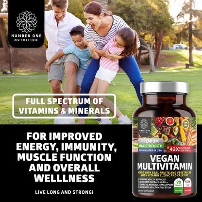 N1N Premium Plant Based Multivitamin [42 Powerful Ingredients] Men & Women Daily Multivitamins with Raw Veggies and Fruits, Probiotics Number One Nutrition