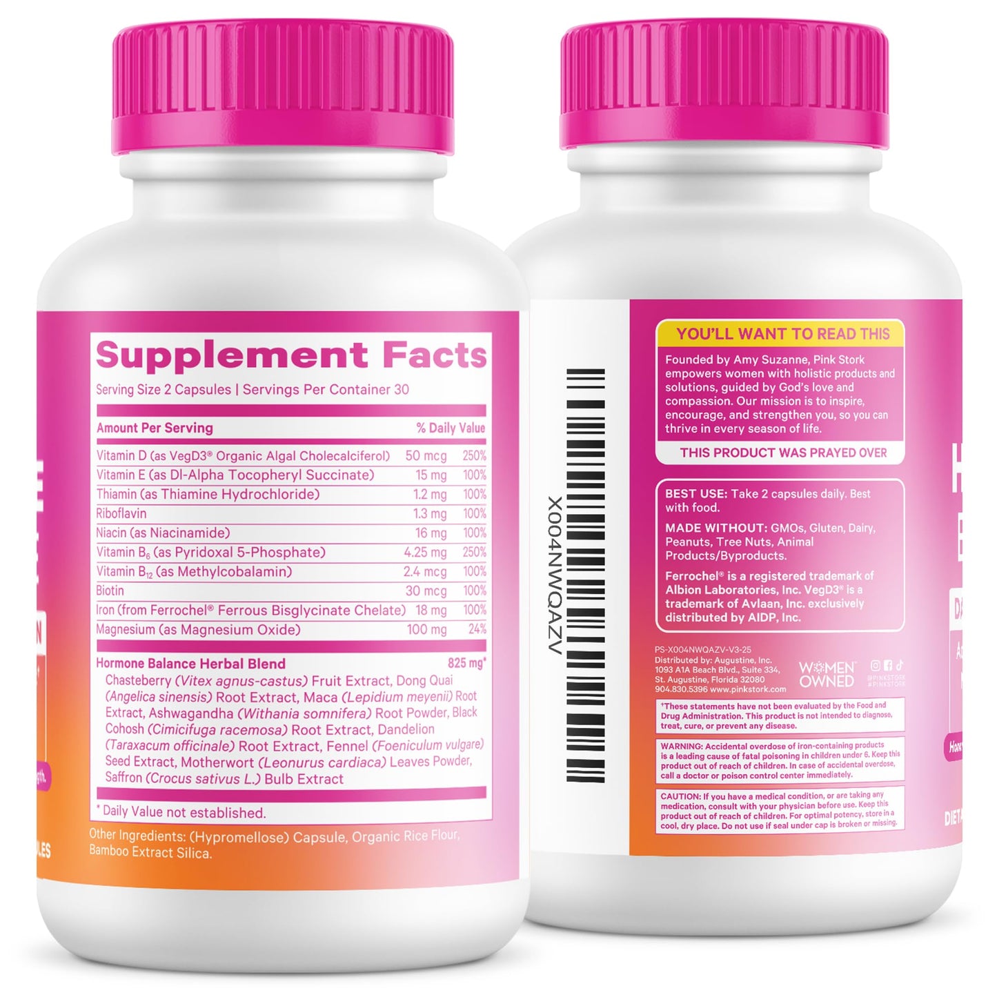 Pink Stork Hormone Balance Multivitamin for Women | 18-in-1 Vitex, Saffron, Ashwagandha, Magnesium | Mood, Energy, Cortisol, Adrenal Support | PMS, Perimenopause Support | 60 Vegan Capsules Pink StorkBuy Supplements Australia