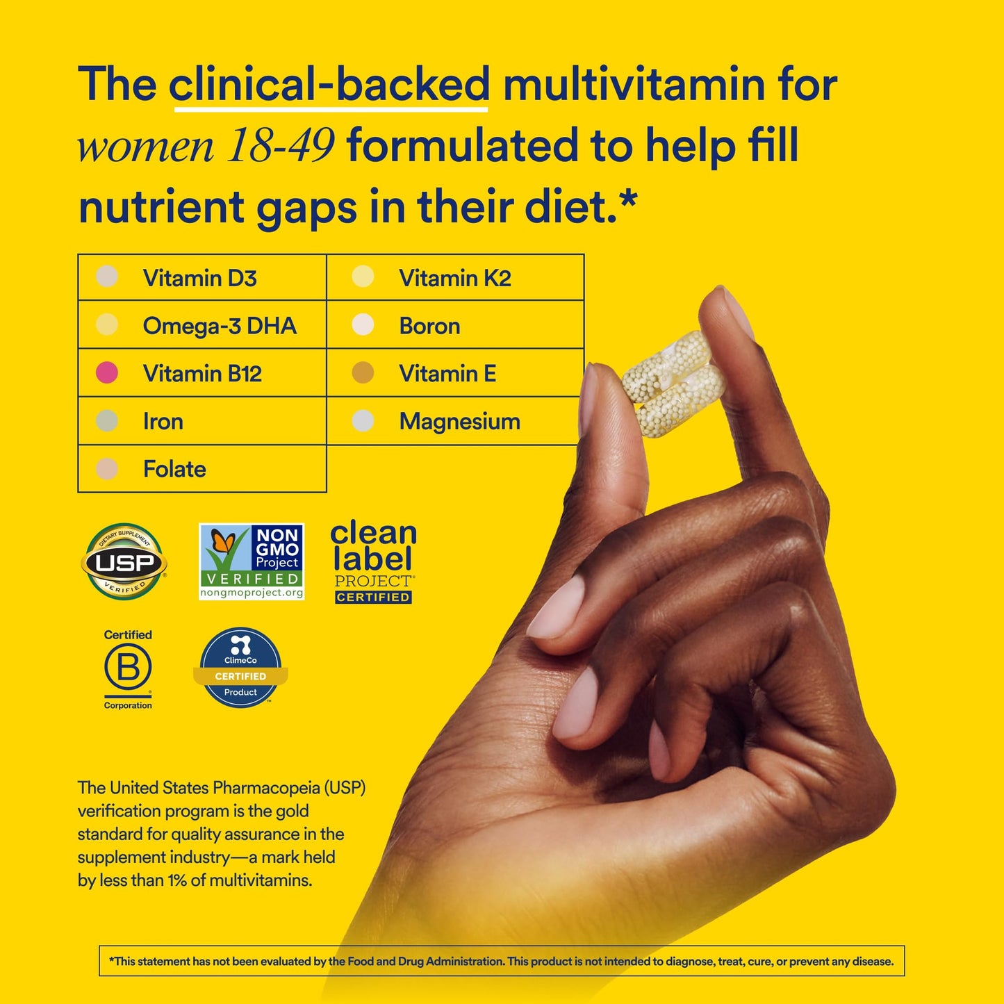 Ritual Multivitamin for Women 18+ with Vitamin D3 for Immune Support*, Vegan Omega 3 DHA, B12, Iron, Gluten Free, Non GMO, USP Verified, Mint, 30 Day Supply, 60 Capsules RitualBuy Supplements Australia