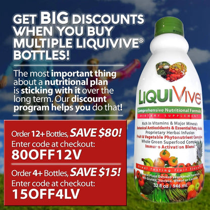 LiquiVive Liquid Vitamins Mega Nutrition | Vegetarian Daily Multivitamin Balance Immune Support Booster Superfood of Nature | Vitamin C D3 A B12 E K | Life Miracle