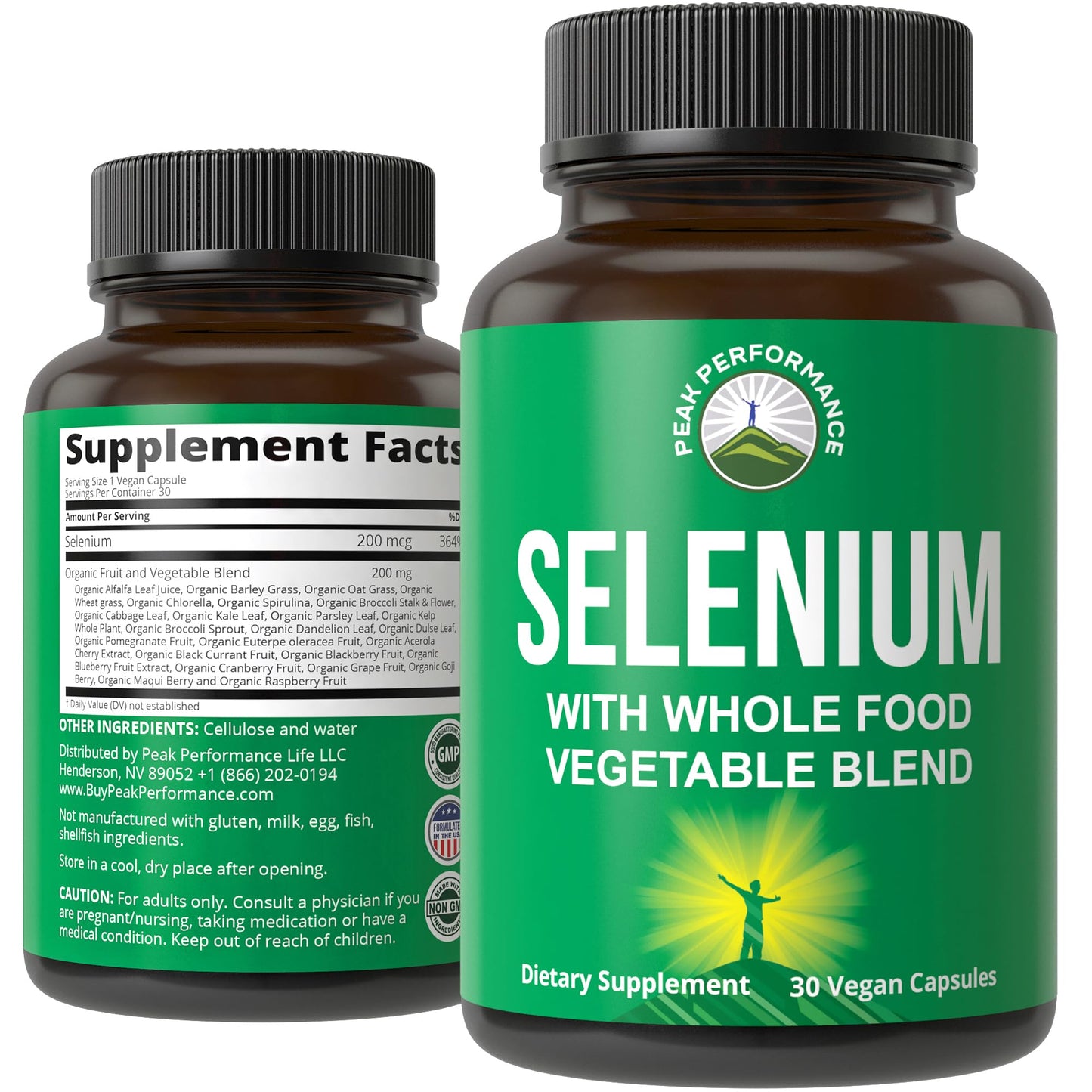 Selenium Supplement with Whole Food Blend of 25+ Vegetables and Fruits for Max Absorption. Pure Selenium Vegan Capsules for Immune System, Thyroid Support, Heart Health, Prostate Support. 30 Pills Peak PerformanceBuy Supplements Australia