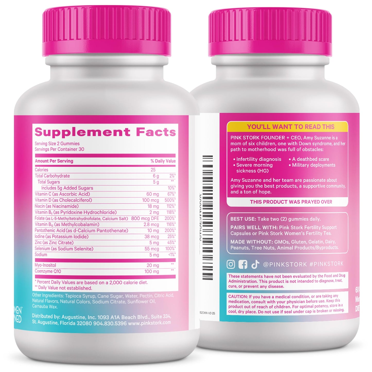 Pink Stork Premium Fertility Gummies | Fertility Supplements for Women with CoQ10, Myo-Inositol + Prenatal Vitamins | Conception Support | Hormone Balance for Women, Ovarian Care - 60 Gummies Pink StorkBuy Supplements Australia