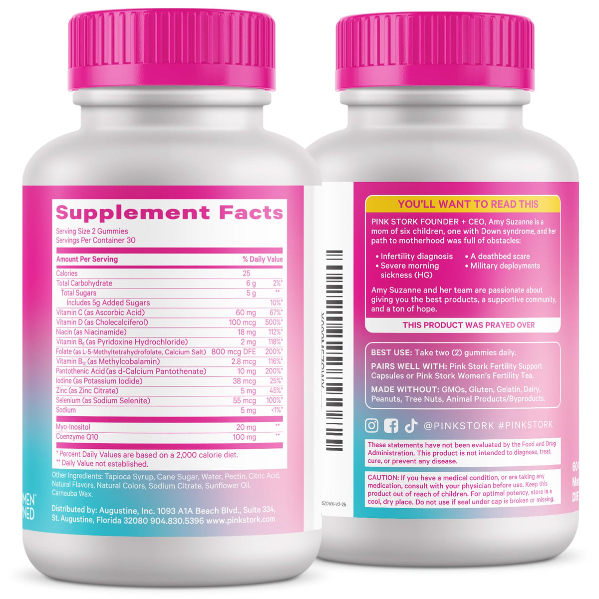 Pink Stork Premium Fertility Gummies | Fertility Supplements for Women with CoQ10, Myo-Inositol + Prenatal Vitamins | Conception Support | Hormone Balance for Women, Ovarian Care - 60 Gummies Pink StorkBuy Supplements Australia
