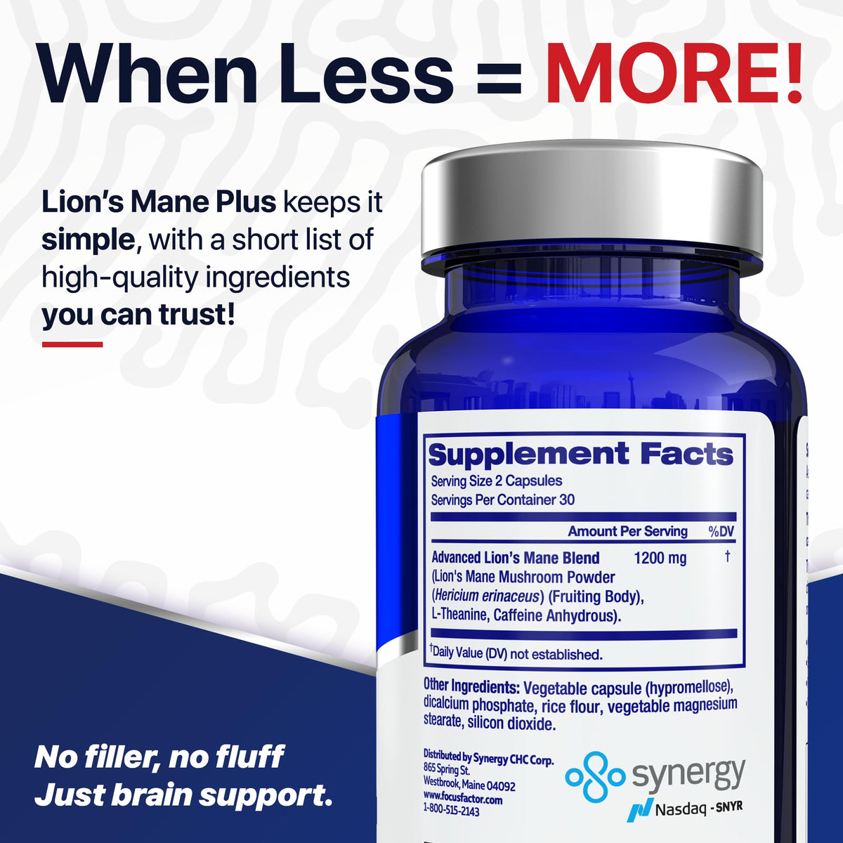 Focus Factor Lions Mane Plus, Advanced Nootropic with L-Theanine, Caffeine, Focus and Energy (60 Count) Focus FactorBuy Supplements Australia