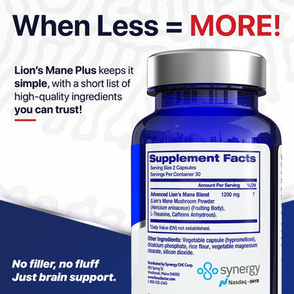 Focus Factor Lions Mane Plus, Advanced Nootropic with L-Theanine, Caffeine, Focus and Energy (60 Count) Focus FactorBuy Supplements Australia