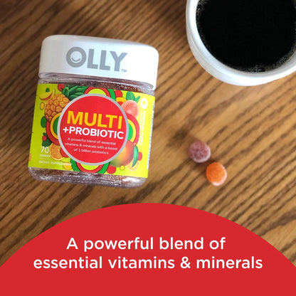 OLLY Multi + Probiotic Adult Multivitamin Gummy, 1 Billion CFUs, Digestive and Immune Support & Probiotic + Prebiotic Gummy OLLY